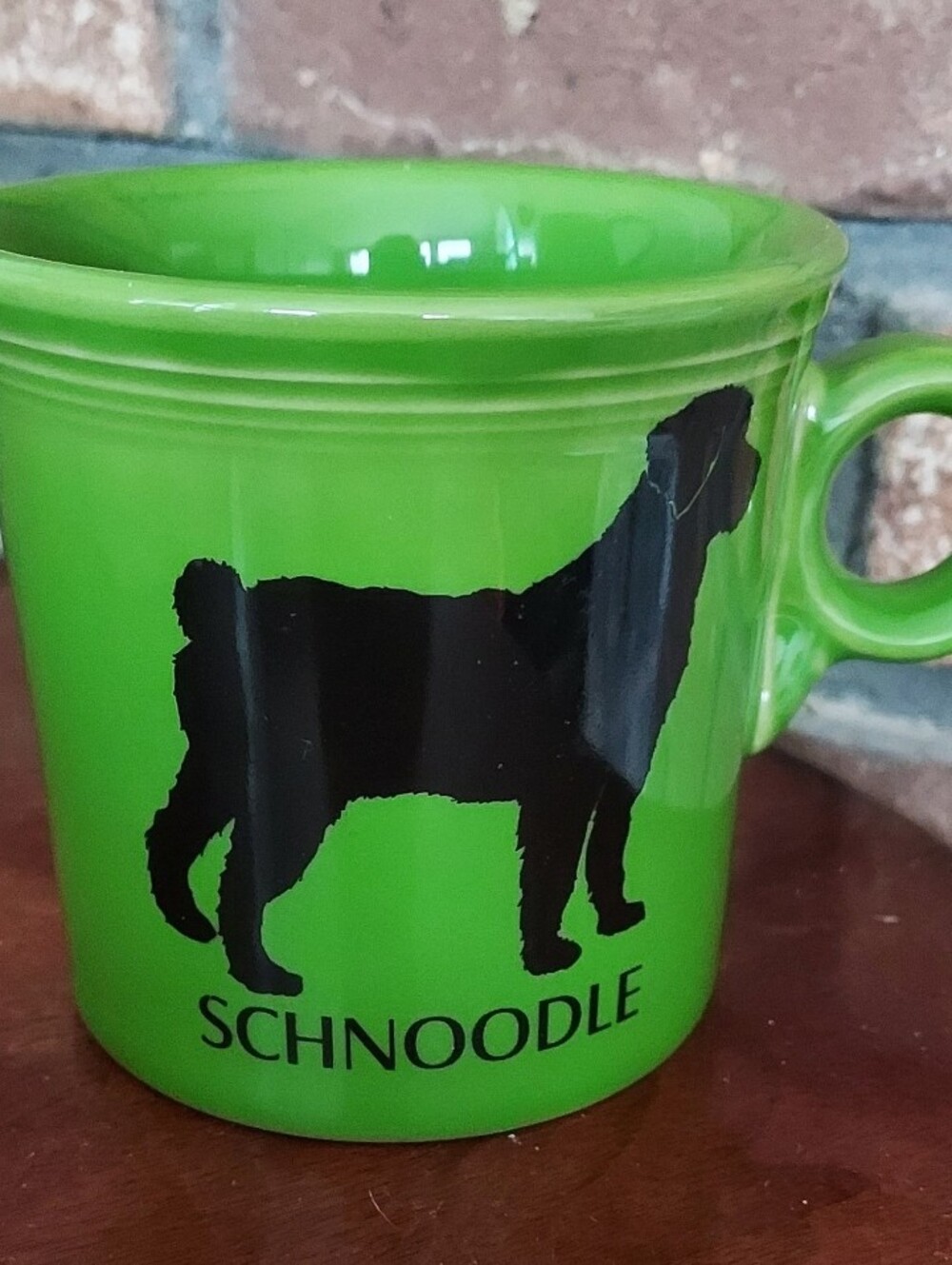 Fiesta Schnoodle Happy Hybrid Hounds Green Dog Mug Coffee Cup USA Made